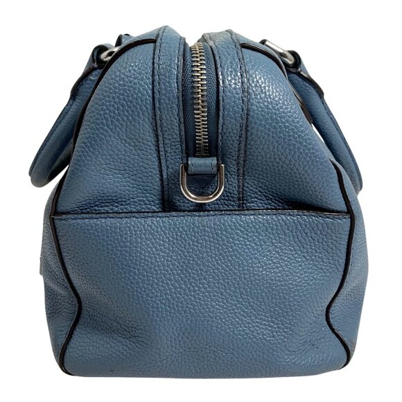 Michael Kors Mercer Duffel Bowling Shoulder Crossbody Bag Denim Blue Leather - Picture 2 of 15